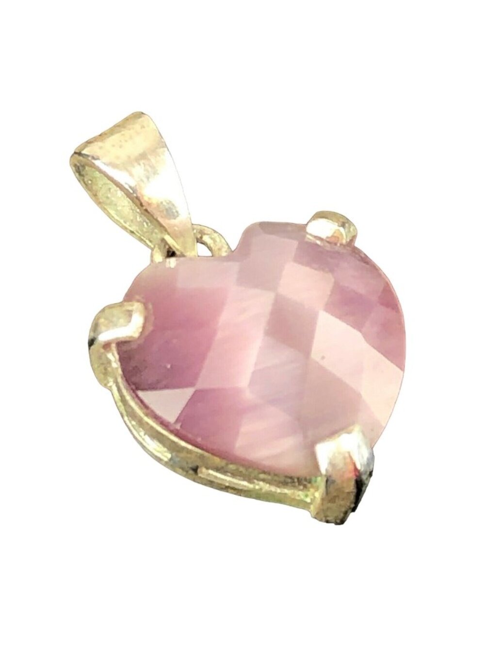 Sterling Silver 925 Heart Pendant Pinkish Lavender Stone